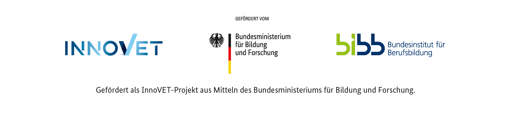 Logos von Innovet, Bundesministerium für Bildung und Forschung sowie Bundesinstitut für Berufsbildung 